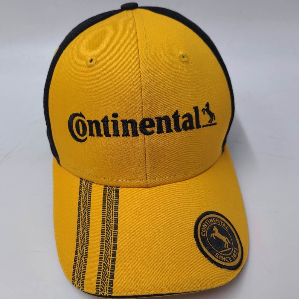 Continental Tires Hat Adjustable Trucker Mesh Yellow Black Racing Casual Wear